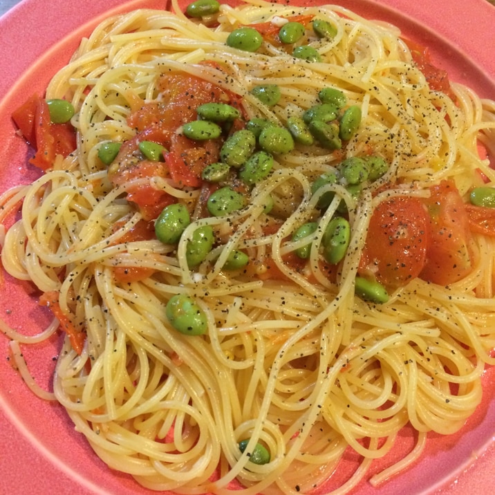 今が旬！枝豆とトマトのパスタ